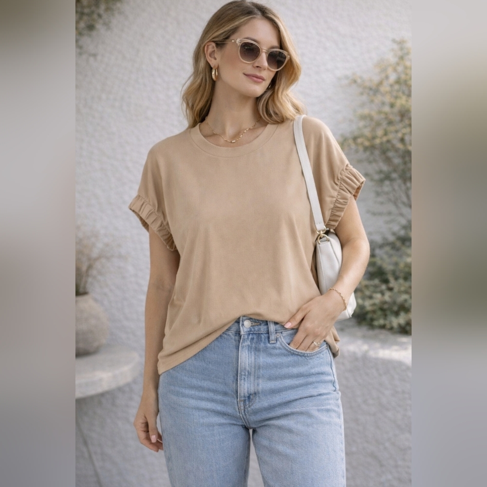 90.Zara Beige Short Sleeve‎ Top